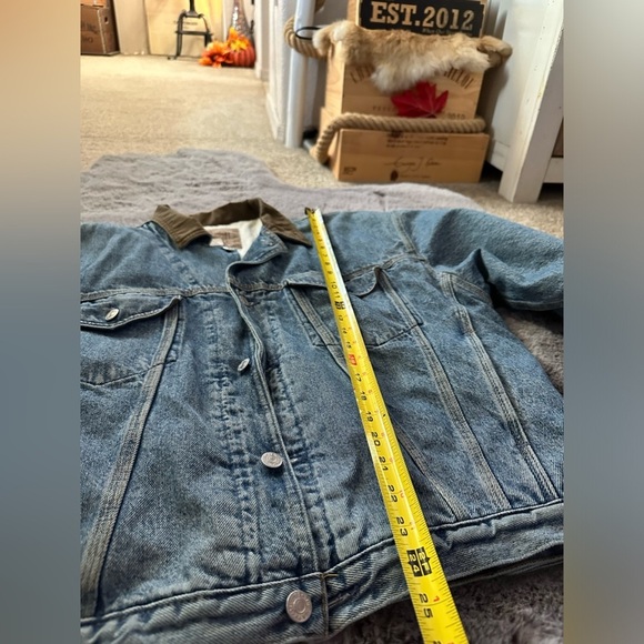 Vintage GAP denim trucker jacket lined size Large acid wash green 90s Y2K unisex - Picture 8 of 11